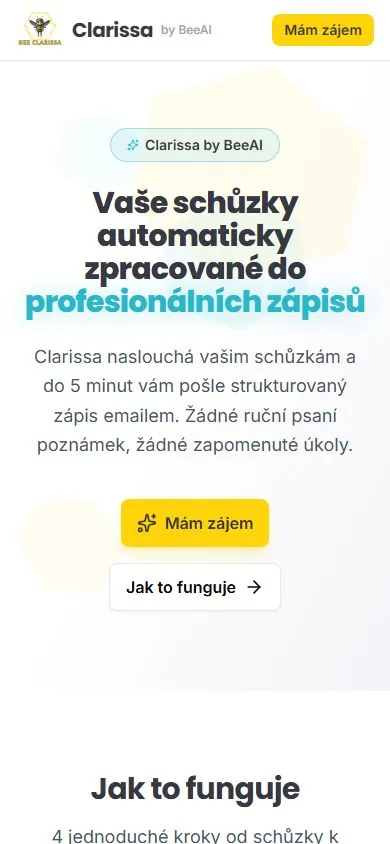 Stránka Clarissa v mobilu