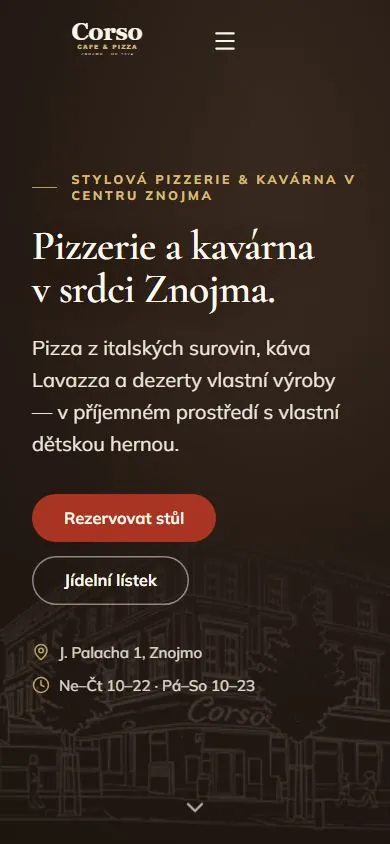 Web Corso cafe&pizza v mobilu